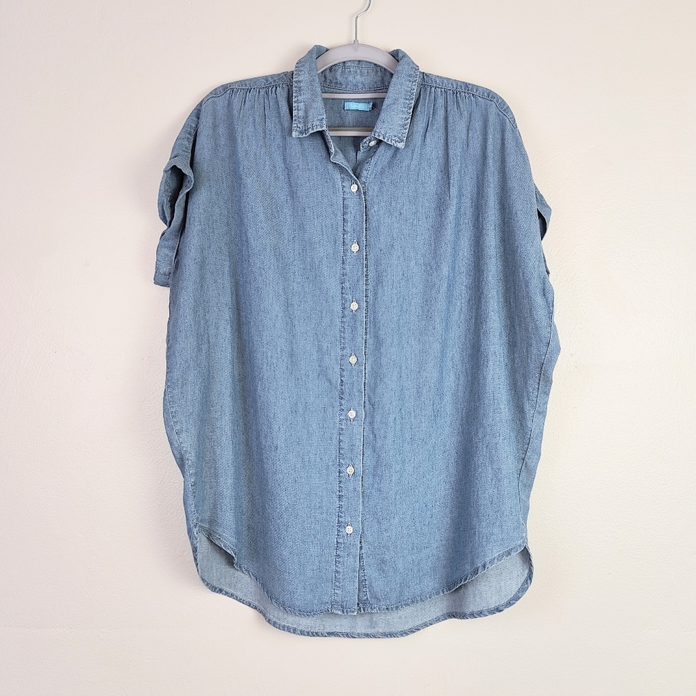 NEW! J. McLaughlin Erika Chambray Relaxed Button Down Shirt Size XS Tencel Linen - Picture 4 of 10